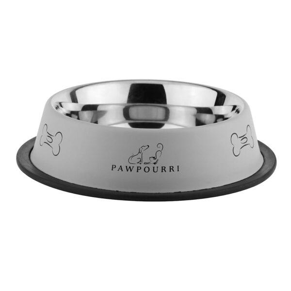 Combo of Anti-Skid Feeding Bowls for Dogs, Cats & Puppy Pet Bowl Pack 2 Stainless Steel Pet Bowl (700 ml Each, Black & White) - Image 9