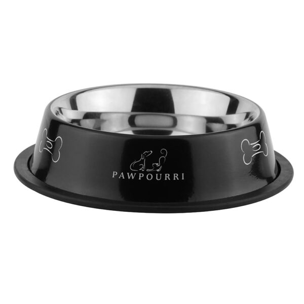 Combo of Anti-Skid Feeding Bowls for Dogs, Cats & Puppy Pet Bowl Pack 2 Stainless Steel Pet Bowl (700 ml Each, Black & White) - Image 5