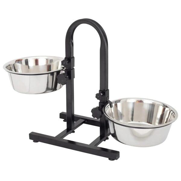 Pets Empire Double Diner Dog Bowl | Adjustable Elevated Pet Feeder Raised Dog Food Bowl | Dog Feeding Station H-Base Double Bowl Stand | Stainless Steel Removable Bowls - Image 7