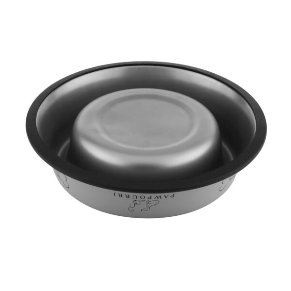 Combo of Anti-Skid Feeding Bowls for Dogs, Cats & Puppy Pet Bowl Pack 2 Stainless Steel Pet Bowl (700 ml Each, Black & White) - Image 7