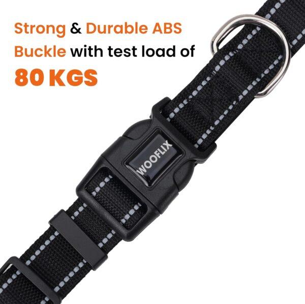 Reflective Dog Leash And Collar Combo Set|Dog Collar & Anti Slip Padded Handle Leash For Dogs|Highly Reflective|Dog Rope For Medium & Large Dogs|(Leash 6.5 Ft. + Collar Medium, Black, 18 Cm) - Image 6