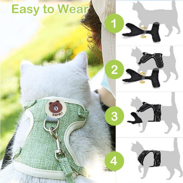 Cat Harness with Leash, Outdoor Anti-Breakaway Leash for Cats with Safety Reflective Strips, Harness for Cat Adjustable, 1.5m Belt for Cat for Small Size Cats - Image 4