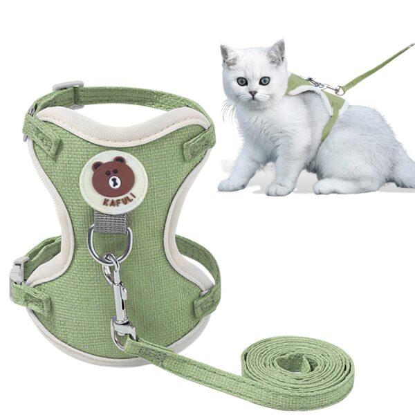 Cat Harness with Leash, Outdoor Anti-Breakaway Leash for Cats with Safety Reflective Strips, Harness for Cat Adjustable, 1.5m Belt for Cat for Small Size Cats