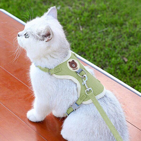 Cat Harness with Leash, Outdoor Anti-Breakaway Leash for Cats with Safety Reflective Strips, Harness for Cat Adjustable, 1.5m Belt for Cat for Small Size Cats - Image 2