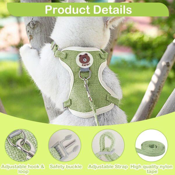 Cat Harness with Leash, Outdoor Anti-Breakaway Leash for Cats with Safety Reflective Strips, Harness for Cat Adjustable, 1.5m Belt for Cat for Small Size Cats - Image 6