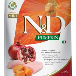 Farmina N&D Pumpkin Adult Mini Dog Food | Chicken, Pomegranate & Pumpkin | Rich in Anti-oxidants | Complete Food for Adult Dogs | 2.5kg | No Artificial Preservatives
